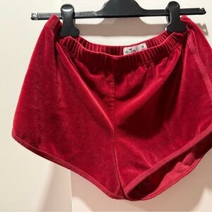 Hollister Women's Rich Red Velvet lounge Shorts